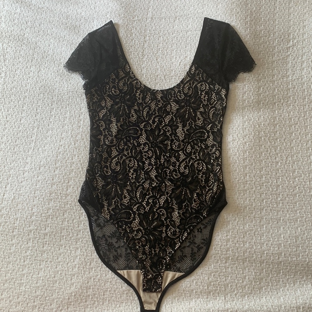 Express black lace bodysuit size small